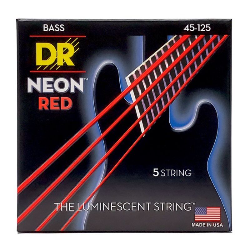 Набор струн DR Strings NEON Red Bass - Medium 5 String (45-125)